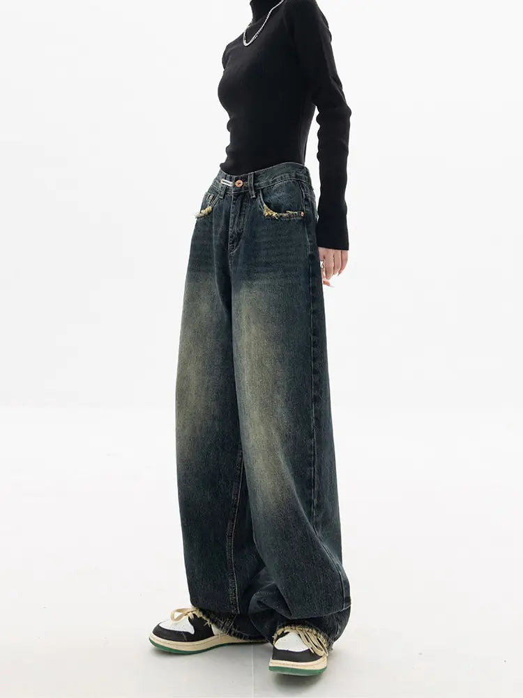 High Waist Vintage Style Wide Leg Jeans